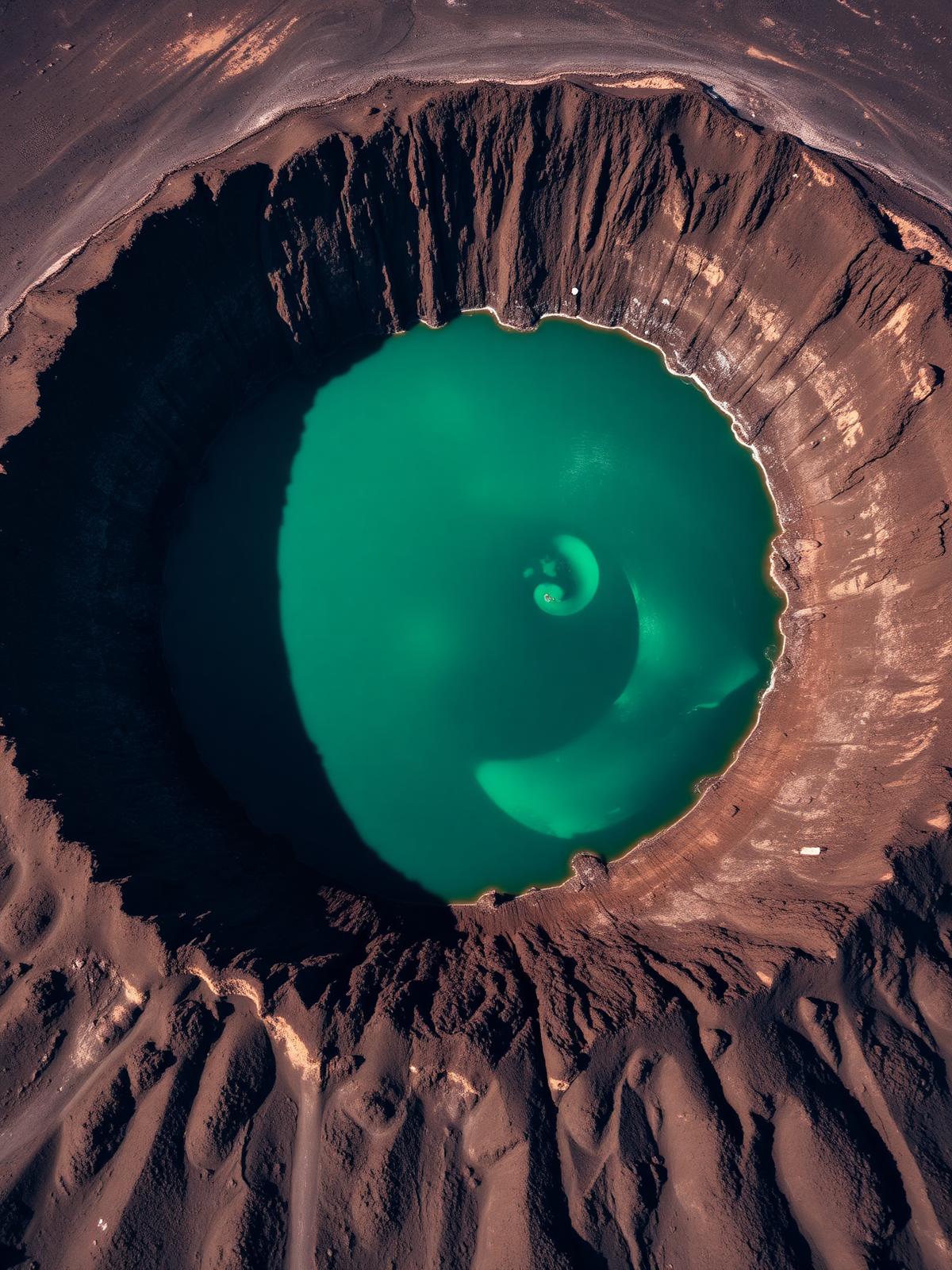 Aerial of a Galápagos crater lake