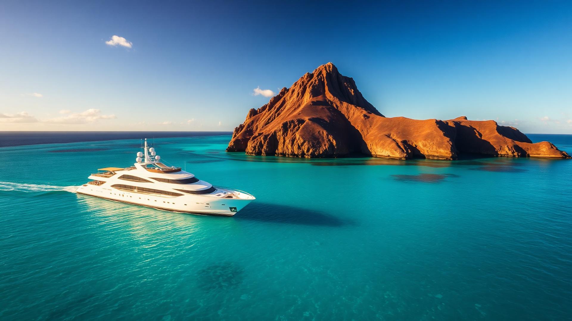 Yacht anchored beside Kicker Rock